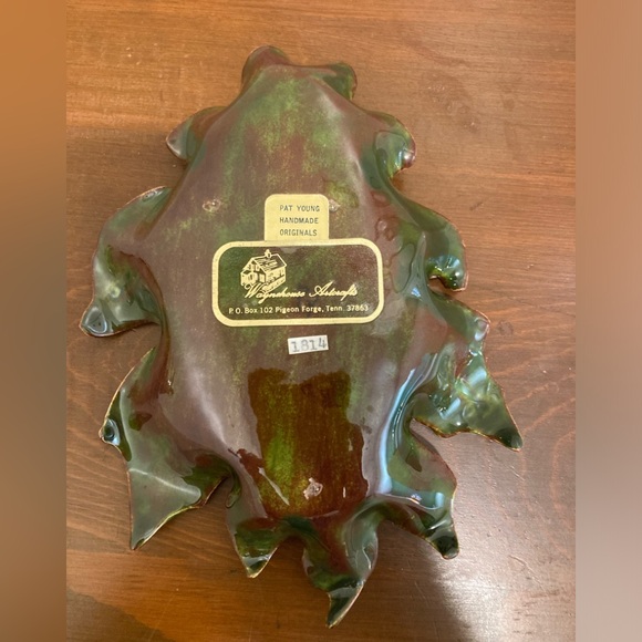 Pat Young Handmade Original Numbered Ceramic Vintage Oak Leaf Candy Dish Acorns - Picture 3 of 7